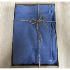 Парео женское для бани 147х90 см (лен+хлопок) синий